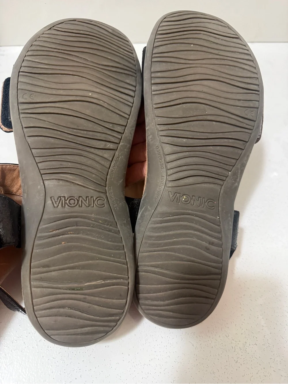 VIONIC Black Women's Comfort Sandals with Adjustable Ankle Strap
